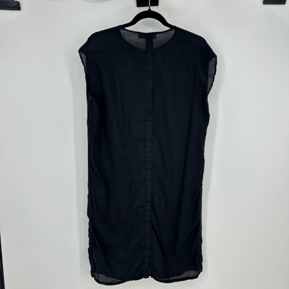 By-Bar Amsterdam Womens Mini Dress Sz M Black Gauze Cotton Snap Front Minimalist - Picture 10 of 10